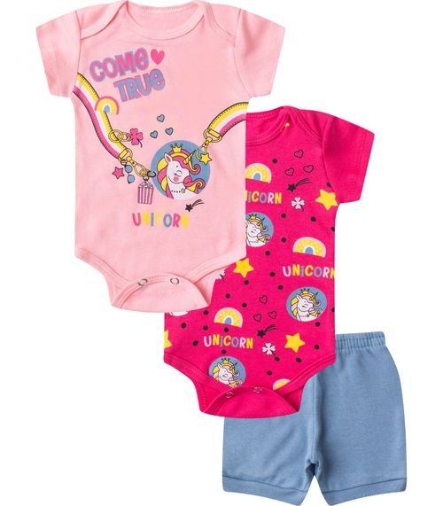Kit Body Infantil Curto 3 Peças Select Rosa