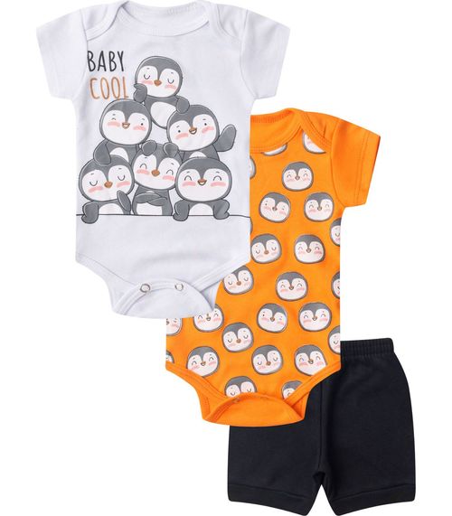 Kit Body Infantil Curto 3 Peças Select Laranja