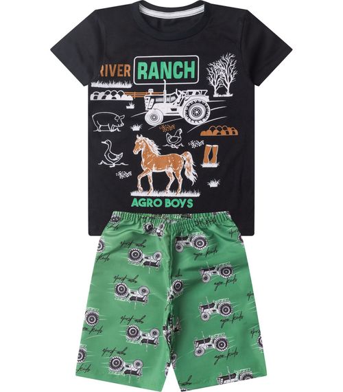 Conjunto Infantil Menino Curto Estampado Select Preto