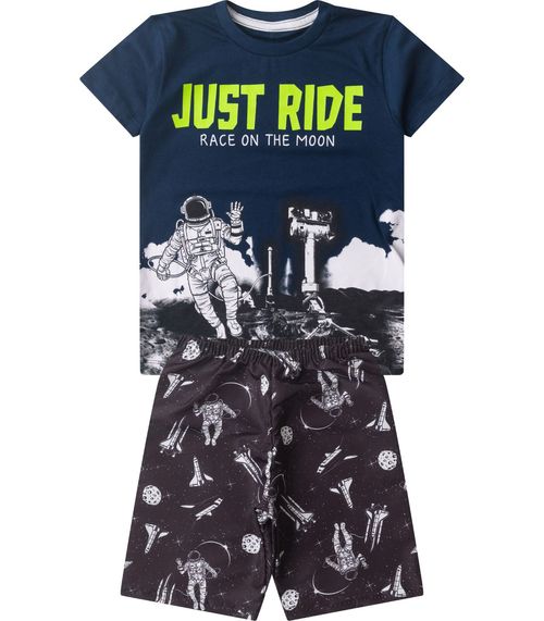 Conjunto Infantil Menino Curto Estampado Select Azul