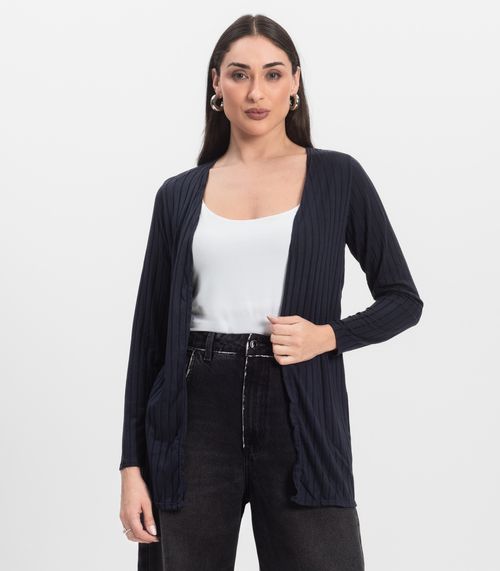 Cardigan Feminino Canelado Infinita Cor Azul