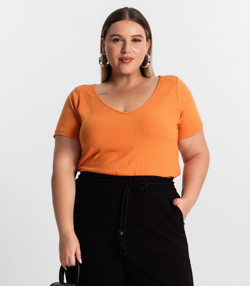 Blusa Feminina Plus Size da Infinita Cor Laranja