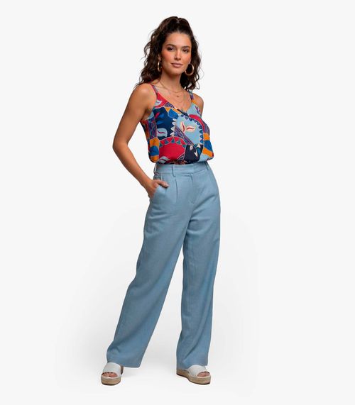 Regata Feminina Quadriculada Infinita Cor Azul