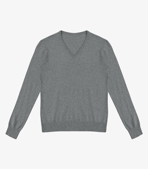 Sueter Feminino Gola V Em Tricot Rovitex Cinza