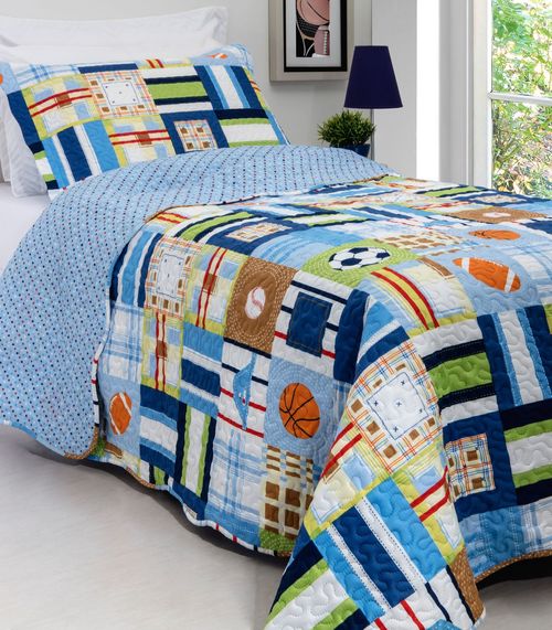 Colcha Solteiro Bouti Infantil Microfibra Rozac Azul