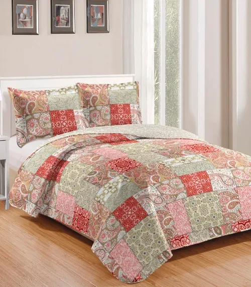 Colcha Queen Bouti Patchwork Microfibra Rozac Marrom