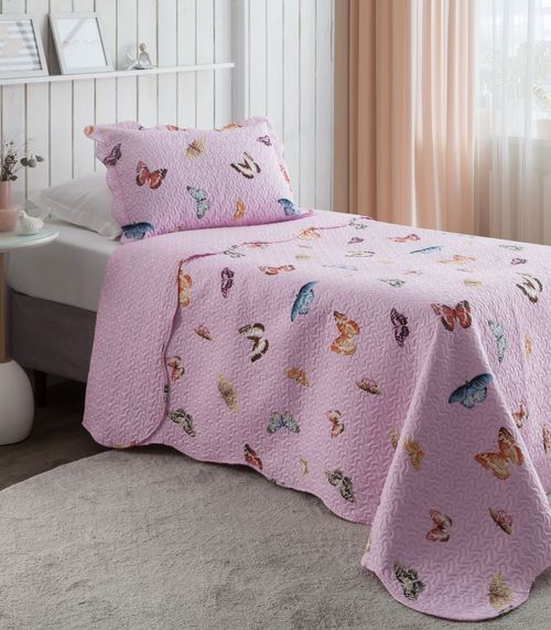 Colcha Solteiro Bouti Infantil Microfibra Rozac Rosa