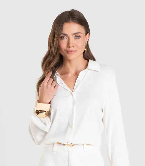 Camisa Feminina de Tecido Dianna Bege