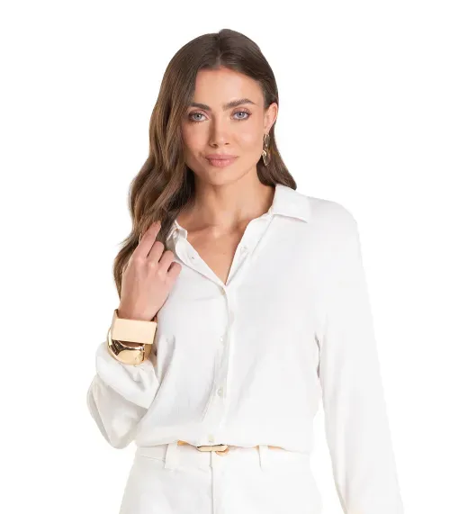 Camisa Feminina de Tecido Dianna Bege
