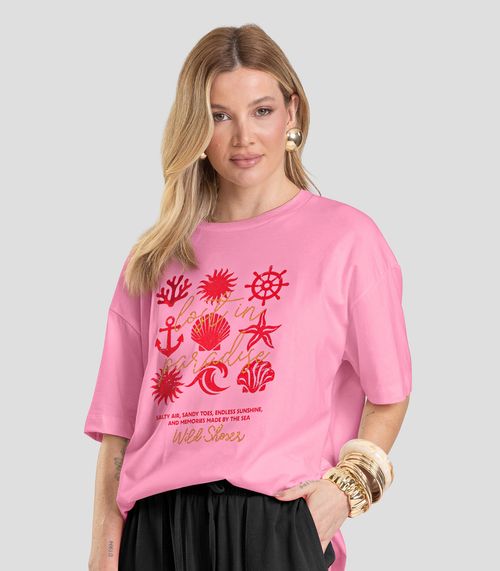 T-Shirt Oversized Feminina Dianna Rosa