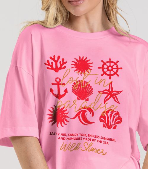 T-Shirt Oversized Feminina Dianna Rosa