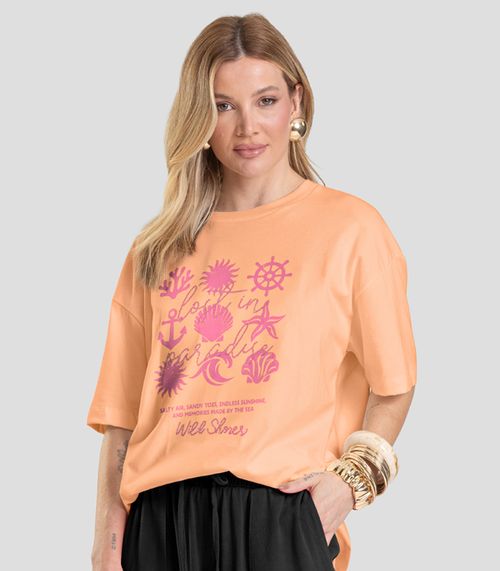 T-Shirt Oversized Feminina Dianna Laranja