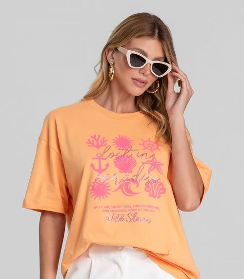 T-Shirt Oversized Feminina Dianna Laranja