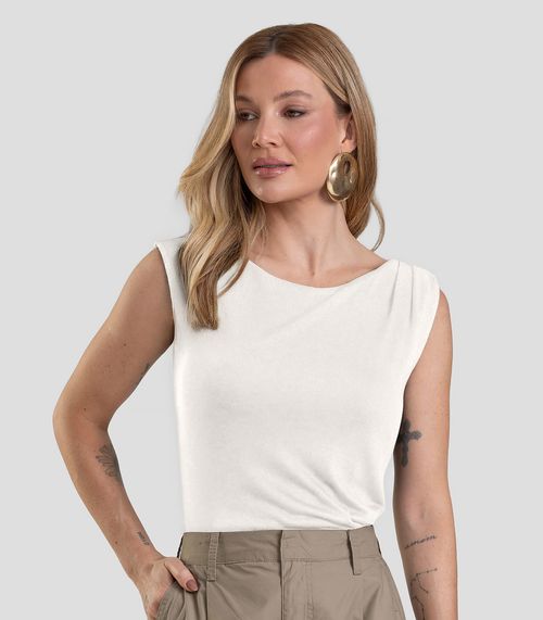 Regata Feminina em Visco Tricot Dianna Bege