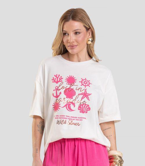 T-Shirt Oversized Feminina Dianna Bege