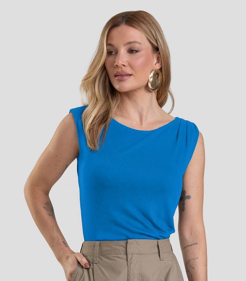 Regata Feminina em Visco Tricot Dianna Azul
