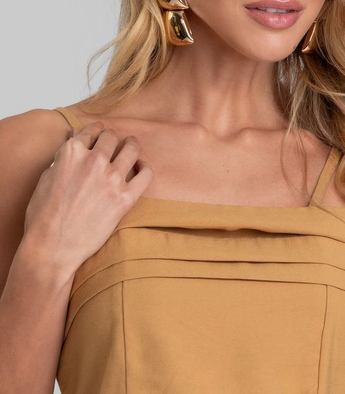 Blusa Cropped Feminina De Alça Regulável Dianna Marrom