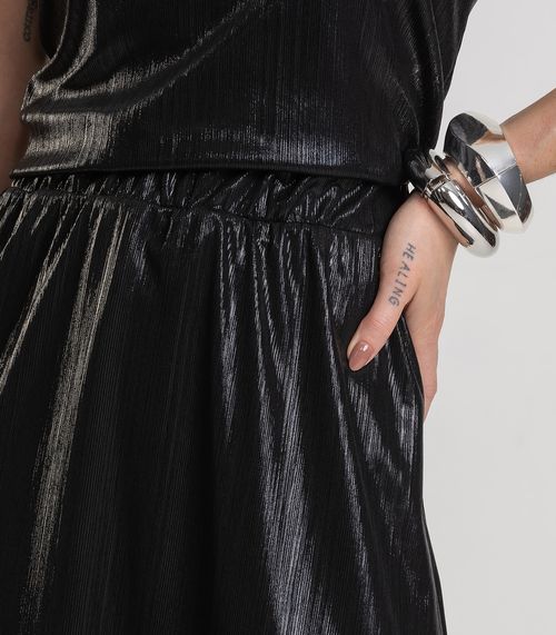 Saia Feminina Midi Plissada Dianna Preto