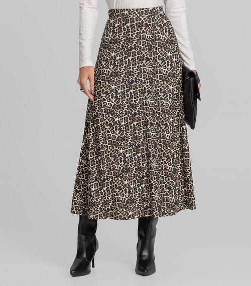 Saia Feminina Midi Evase Dianna Bege