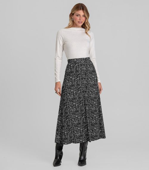 Saia Feminina Midi Evase Dianna Cinza