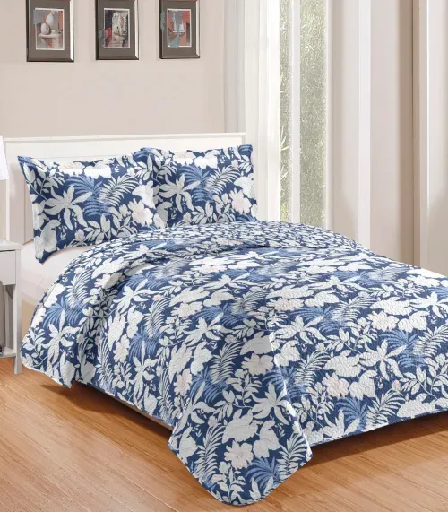 Colcha Solteiro Bouti Patchwork Microfibra Rozac Azul