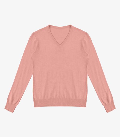 Sueter Feminino Gola V Em Tricot Rovitex Rosa
