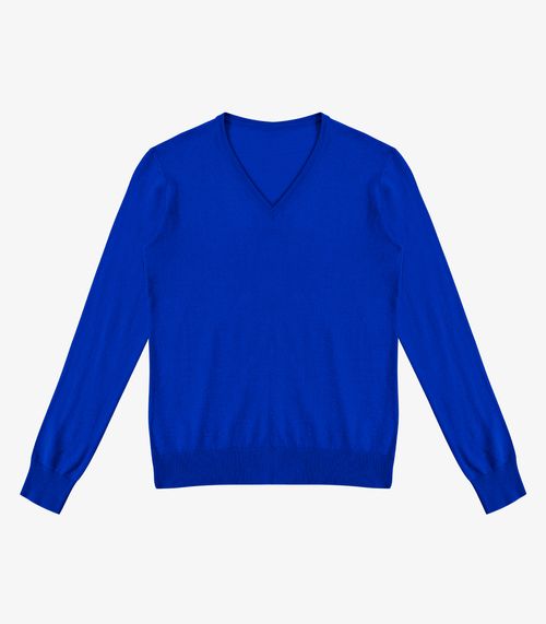 Sueter Feminino Gola V Em Tricot Rovitex Azul