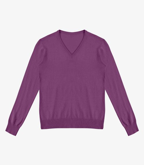 Sueter Feminino Gola V Em Tricot Rovitex Roxo