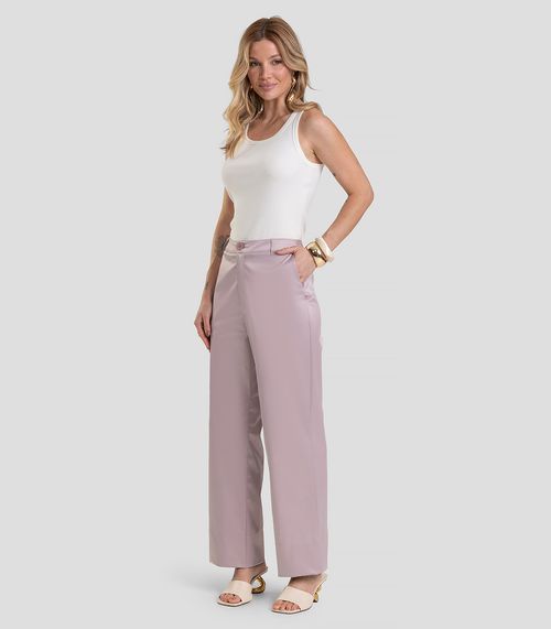 Calça Feminina Pantalona em Tecido Plano Dianna Cinza