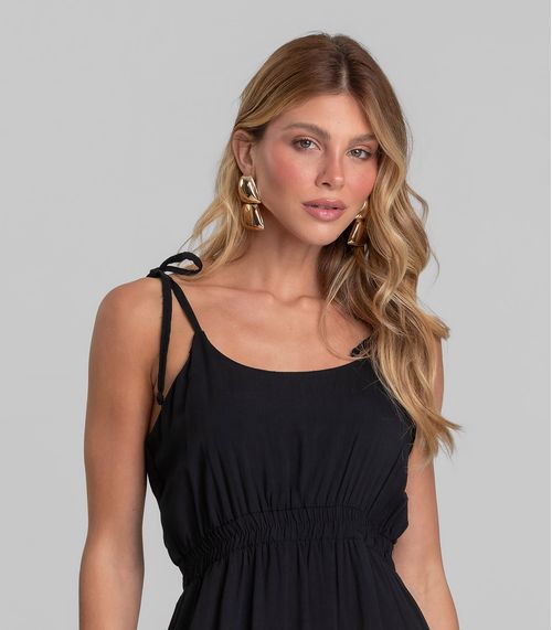 Vestido Curto Feminino De Alça Em Viscose Dianna Preto