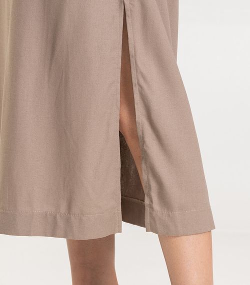 Vestido Midi Feminino em Tecido Linho Dianna Marrom