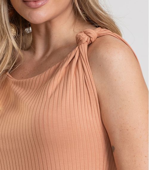 Vestido Midi Canelado Dianna Marrom