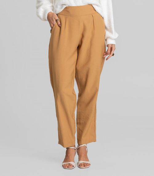 Calça Pantalona Feminina Em Alfaiataria Dianna Marrom
