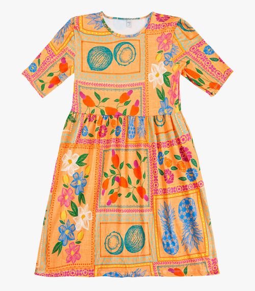 Vestido Feminino em Molecotton Infinita Cor Laranja
