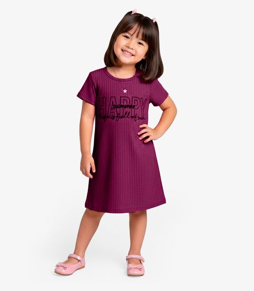 Vestido Infantil Em Ribana Canelada Select Vermelho