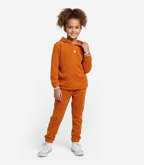 Conjunto Infantil  Blusão com Capuz e Calça Select Marrom
