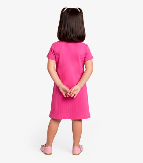 Vestido Infantil Em Ribana Canelada Select Rosa