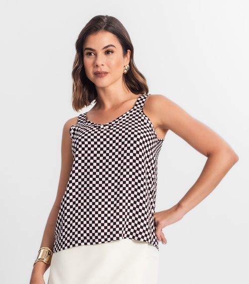 Regata Feminina Quadriculada Infinita Cor Preto