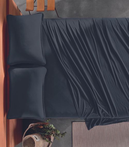 Lençol Queen Malha Fio Penteado Altenburg Azul