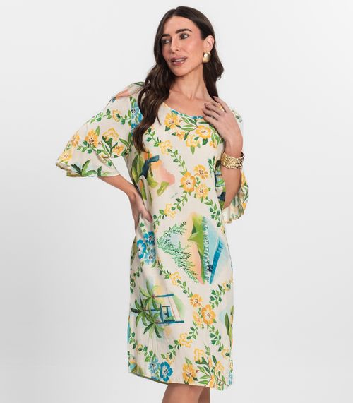 Vestido Feminino Estampado Infinita Cor Bege