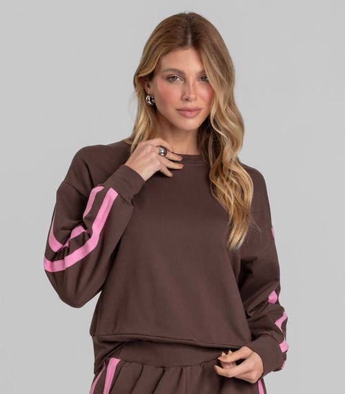 Blusão Feminino Em Molecotton Peluciado Dianna Marrom