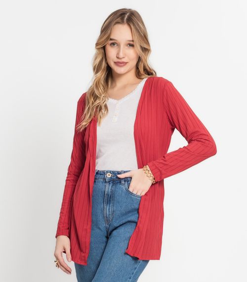 Cardigan Feminino Canelado Infinita Cor Vermelho