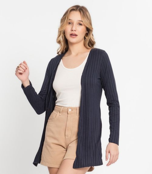 Cardigan Feminino Canelado Infinita Cor Azul