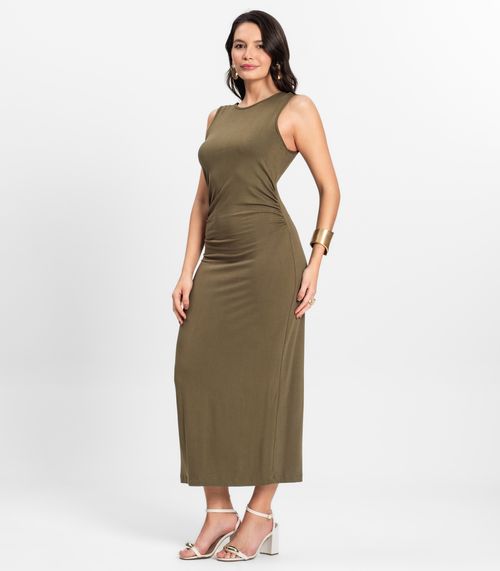 Vestido Midi em Molecotton de Viscose Rovitex Verde