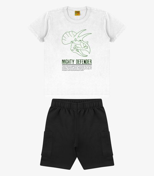 Conjunto Camiseta com Bermuda Menino Rovi Kids Branco