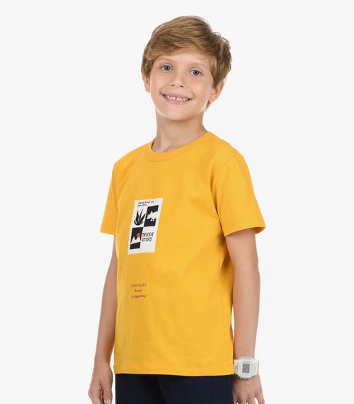 Conjunto Camiseta com Bermuda Menino Rovi Kids Amarelo