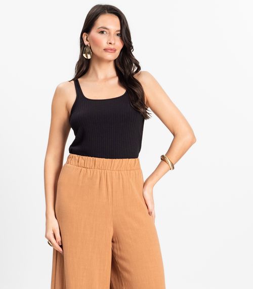 Regata em Ribana Canelada Rovitex Preto