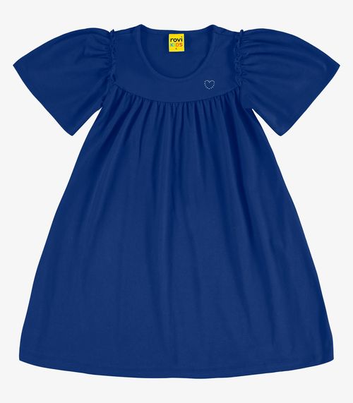 Vestido em Meia Malha Rovi Kids Azul