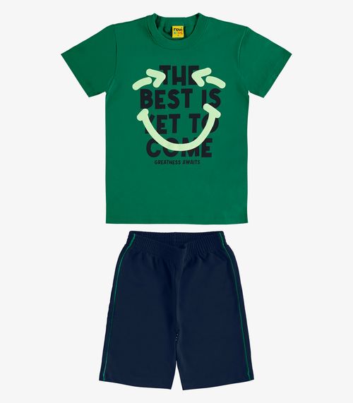 Conjunto Regata c Bermuda em Meia Malha Rovi Kids Verde
