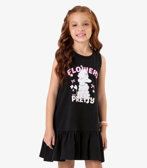 Vestido em Meia Malha Rovi Kids Preto